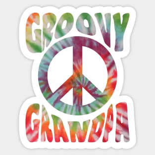 Groovy Hippie Tie Dye Vintage Peace Sign Groovy Grandpa Sticker